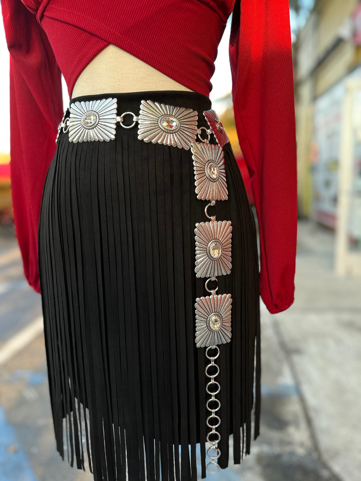 Western Crystal Concho Belt