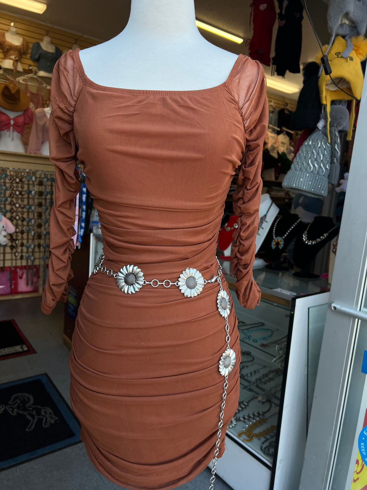 Sunflower chain belt 35” long