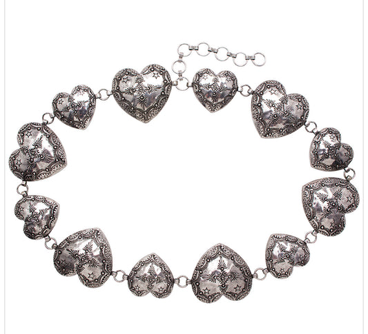 Western Style Heart Chain Belt