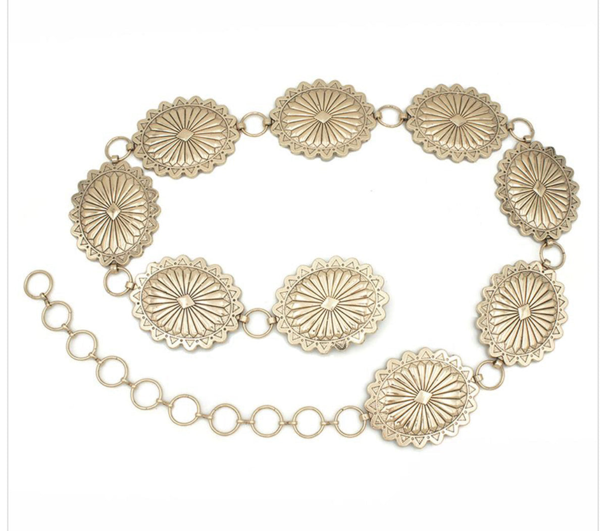 Oversized Oval Concho Link Chain Belt